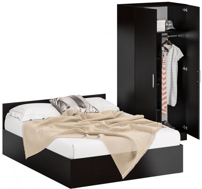 Кровать 1600 + Шкаф 2-х створчатый Стандарт, венге