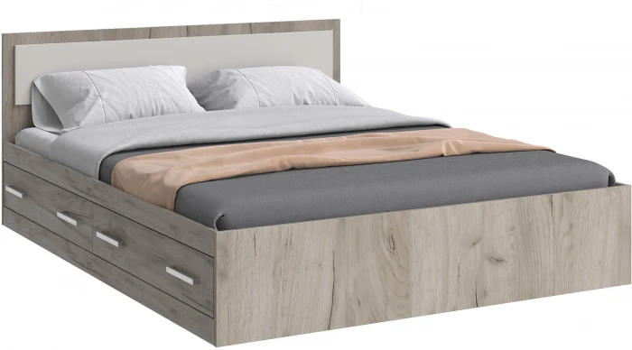Кровать 1,6м с ящиками Фиеста NEW, Крафт серый/Кашемир