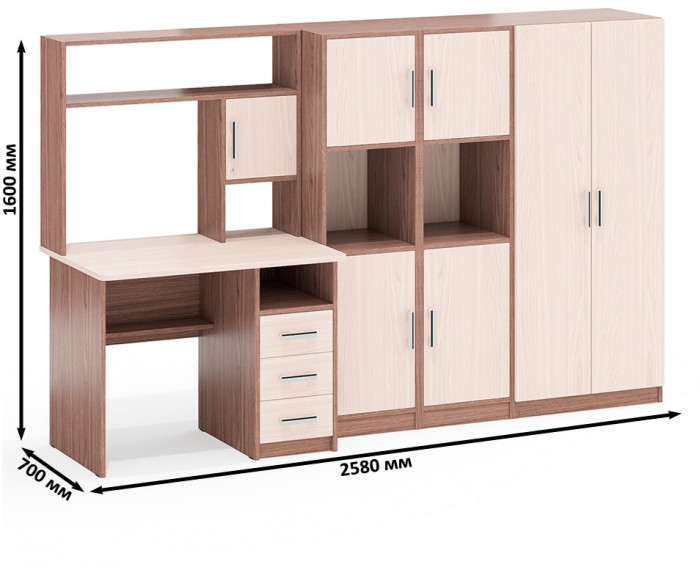 С-МД-СК9 Компоновка № 03, ясень шимо светлый/ясень шимо тёмный