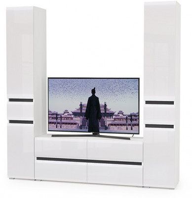 Сидней Комплектация № 017, корпус: белый/чёрный/фасады: МДФ белый глянец