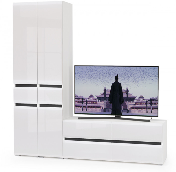 Сидней Комплектация № 017, корпус: белый/чёрный/фасады: МДФ белый глянец