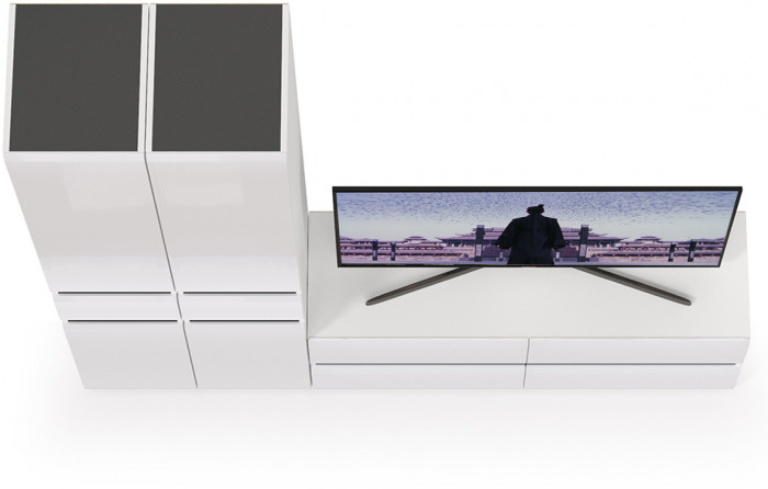 Сидней Комплектация № 017, корпус: белый/чёрный/фасады: МДФ белый глянец