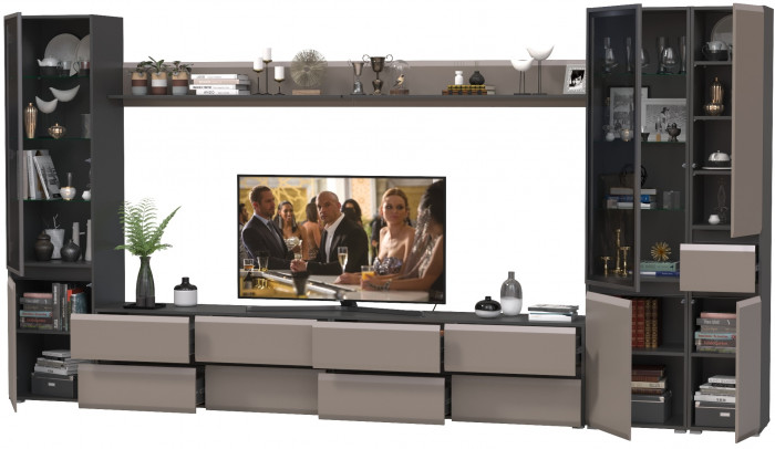 Сидней Комплектация № 110, корпус: антрацит/фасады: МДФ веллюто капучино