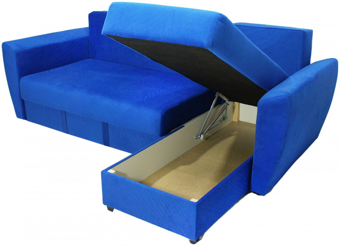 Диван-кровать угловой Амстердам Люкс, 150х200, еврокнижка, велюр, синий