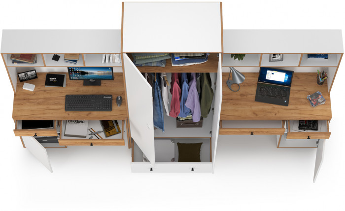 Вуди Компоновка № 28, белый премиум/дуб крафт золотой