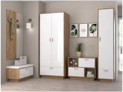 Модульная прихожая ЭГО 1 (Белый глянец/Бетон Светлый)