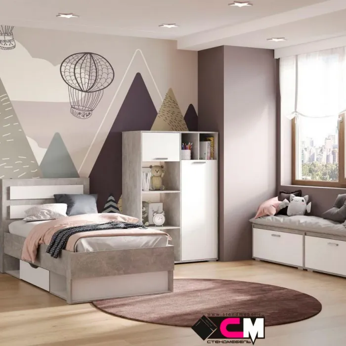 Денвер ШК-03 Шкаф (1000 х1513х504) ателье светлый/белый