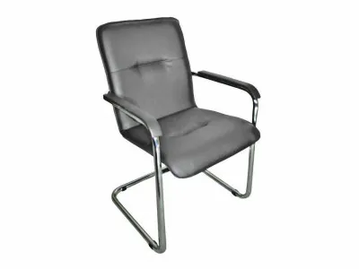 Кресло Леда хром/ к/з серый