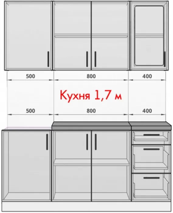 Кухня МДФ Констанция 1700 компоновка 1 (Сандал)