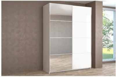Шкаф-купе Иннэс-5 1400 Ф1/Ф2, Белый глянец/Бодега белая