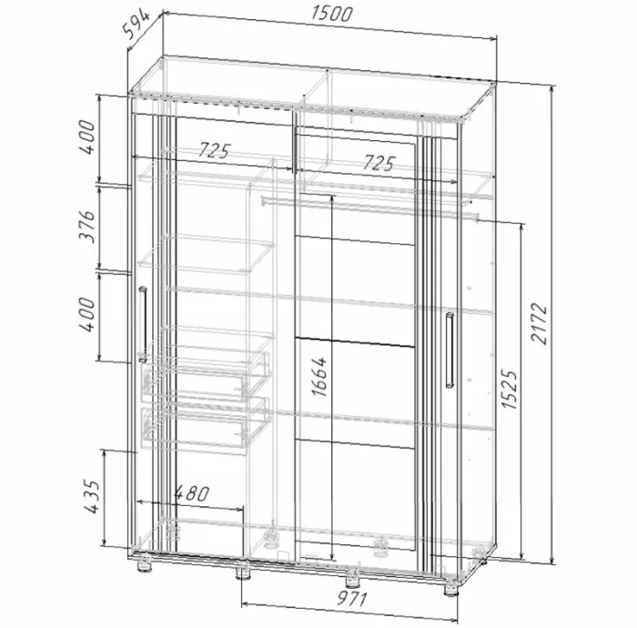 Форест Шкаф-купе 1500, крафт золотой