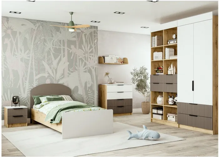 Модульная детская Лавис, композиция 6, Белый/Белый софт / Грей софт