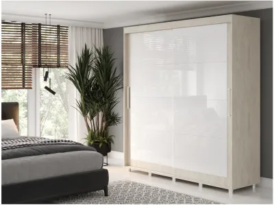 Шкаф-купе Комфорт 12 Прайм Выпуск 2,0 (Камень шёлковый/Белое стекло)