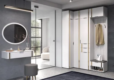 Прихожая Эмэ, набор №9, Белый/Milk Золото, Simple 27