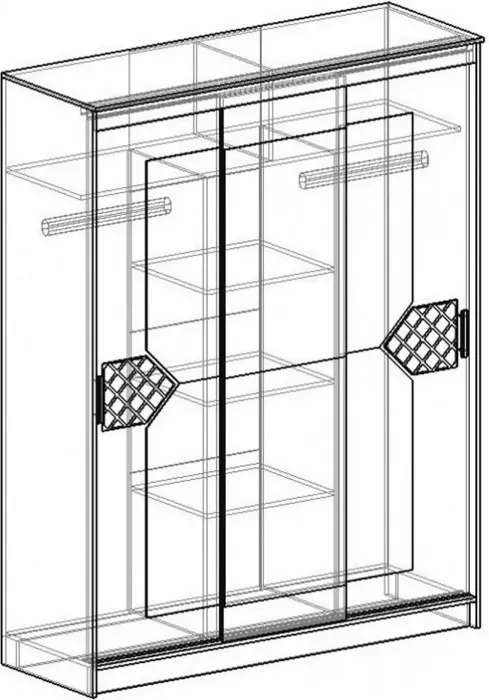 Николь Шкаф-купе 3, Ясень Шимо/Лиственница темная