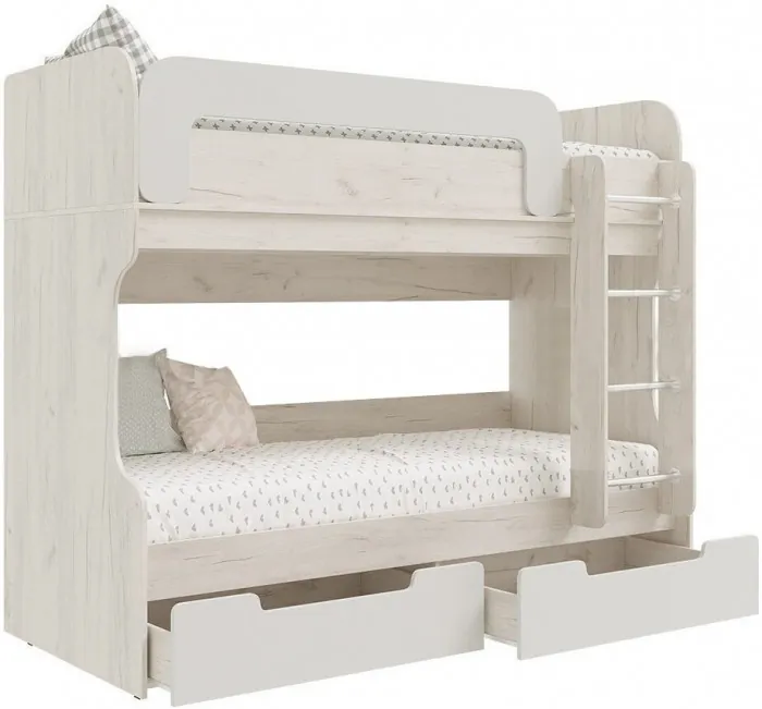 Модульная детская Юниор-4, композиция 2 (Шарли белый, Крафт белый)