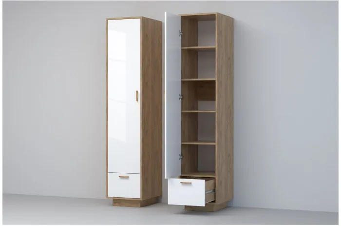 Модульная прихожая ЭГО 1 (Белый глянец/Дуб Крафт Золотой)