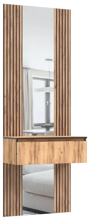 Тумба с зеркалом со шкафом 2-х ств.(800) Норд, Дуб крафт (Кромка ВЕНГЕ)