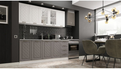 Кухня МДФ Агава 2000 (Акация белая / Трюфель, Белый)