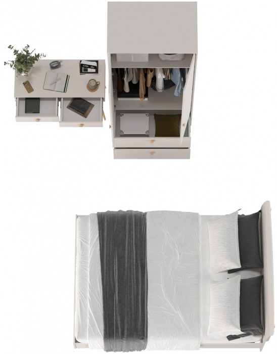 Афина Спальня 07-1400, цвет кашемир серый, сп.м. 1400х2000 мм., б/м, основание есть - фанера