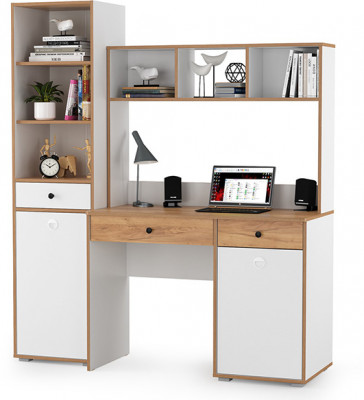 Вуди Компоновка № 05, цвет белый премиум/дуб крафт золотой, ШхГхВ 155х52,7х180,3 см., универсальная сборка