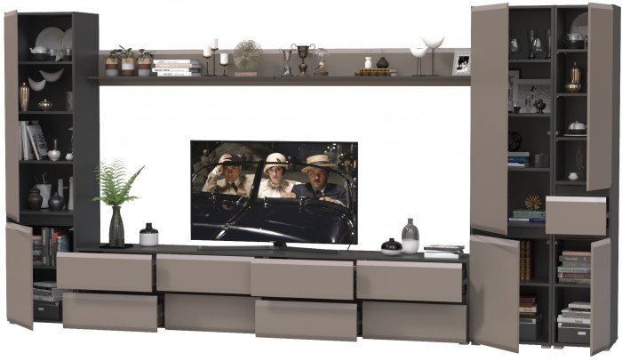 Сидней Комплектация № 111, корпус: антрацит/фасады: МДФ веллюто капучино