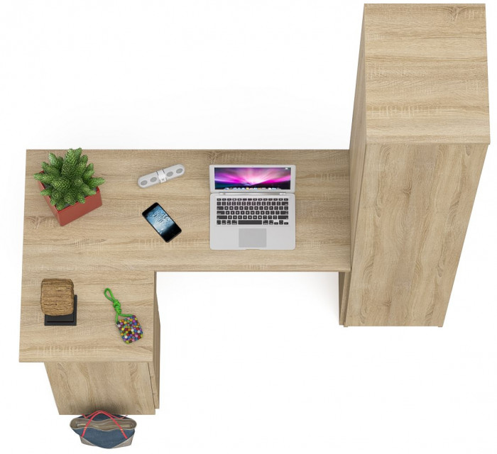 Мори компьютерный стол МС-16 левый + Пенал МШ400.1, дуб сонома
