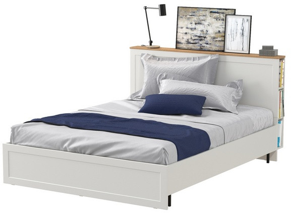 Остин 11.53 Кровать + ортопед, белый шагрень/дуб крафт золотой