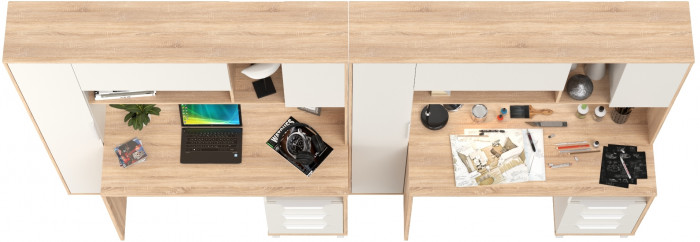 Стол компьютерный Комфорт 12.95N + Стол компьютерный Комфорт 12.95N, цвет дуб сонома/белый, ШхГхВ 324х60,3х180 см., НЕ универсальная сборка