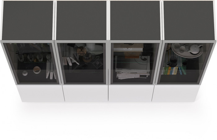 Сидней Комплектация № 018, корпус: белый/чёрный/фасады: МДФ белый глянец