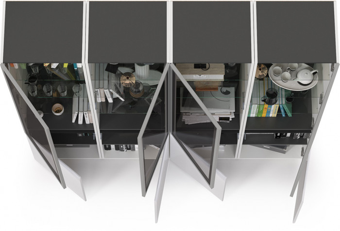 Сидней Комплектация № 018, корпус: белый/чёрный/фасады: МДФ белый глянец