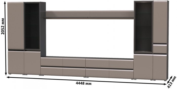 Сидней Комплектация № 112, корпус: антрацит/фасады: МДФ веллюто капучино