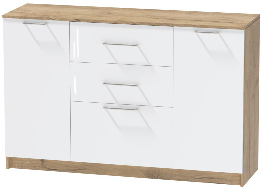 Комод №3 "Иннэс-7", Крафт золотой/Белый глянец