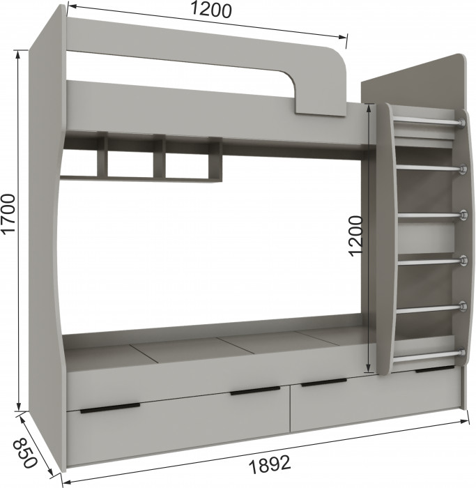 Кровать Мадрид (0,8) двухярусная, Кашемир
