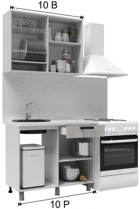 Кухонный гарнитур Танго 1,0м Белый