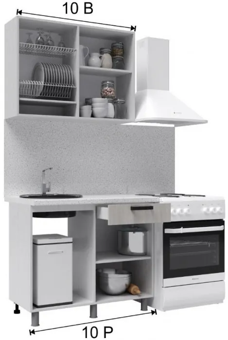 Кухонный гарнитур Танго 1,0м Ваниль/Горький шоколад