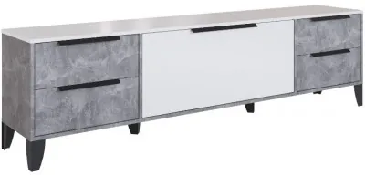 Малави Тумба для ТВ МТВ-1 с опорами, ателье светлое/белый глянец