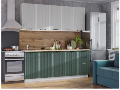 Кухонный гарнитур Кампео 2,0м Белый снег/Бриз