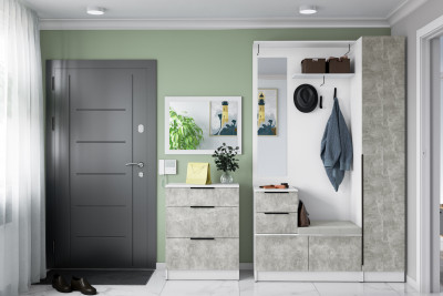 Набор мебели для прихожей "Мадрид", Белый/Ателье светлое