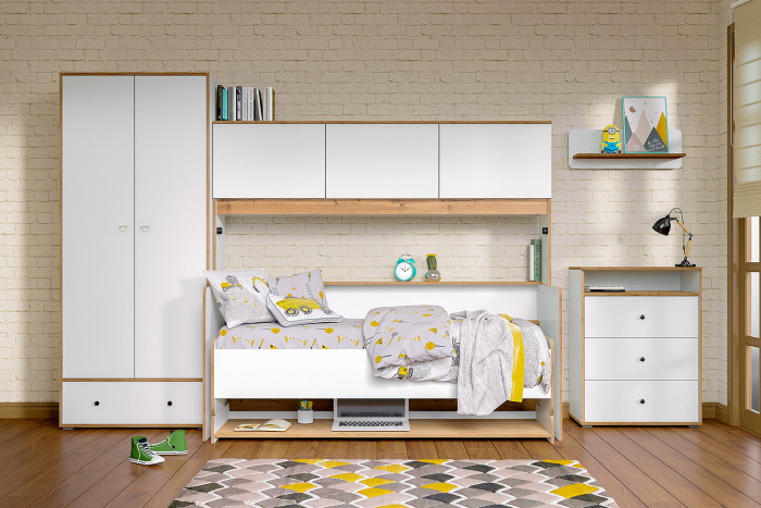 Вуди 13.138 Шкаф для одежды, белый премиум/дуб крафт золотой