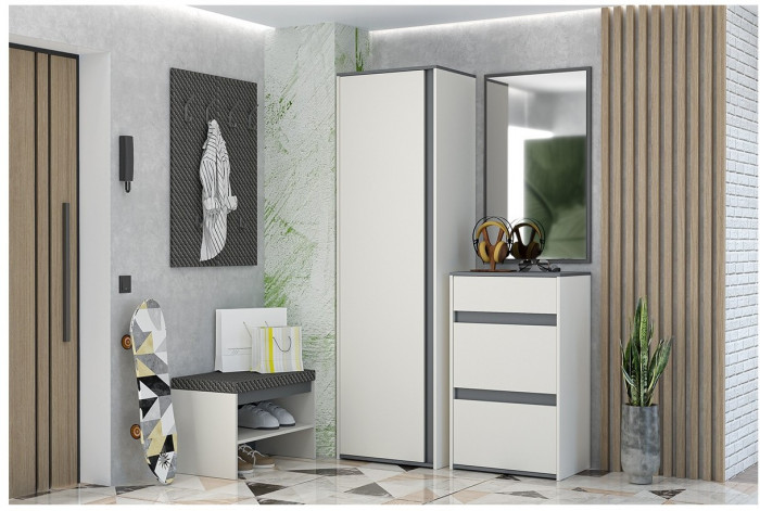 Модульная прихожая Иннэс 12 Набор 1 (Графит / Миндаль)