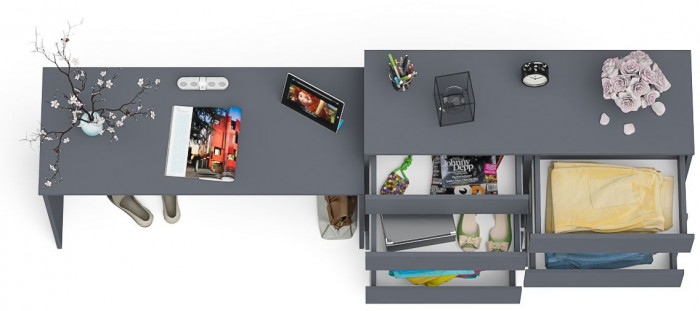 Мори Стол письменный МСП1200.1 + Комод МК1200.8, цвет графит, ШхГхВ 240,8х50х94 см., универсальная сборка