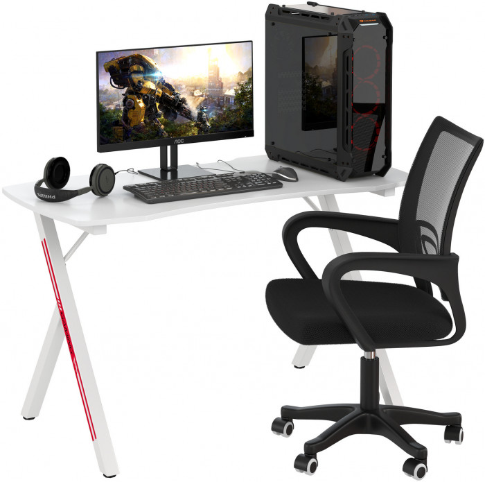 Игровой стол Мебель--24 GT-2310 + кресло компьютерное 103 чёрное, белый