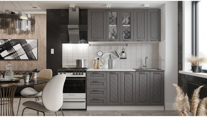 Кухня МДФ Агава 1600 (антрацит, Белый)