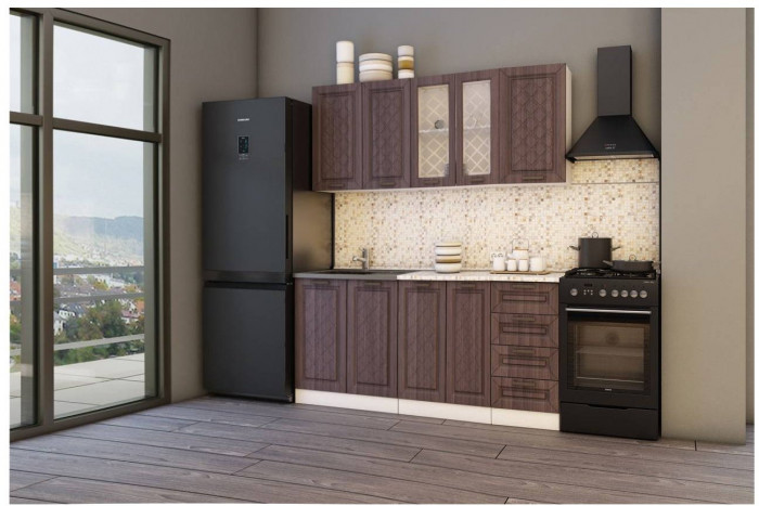 Кухня МДФ Агава 1600 (антрацит, Белый)