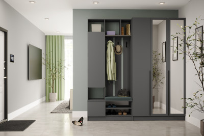 Набор мебели для прихожей "Мадрид", Графит серый