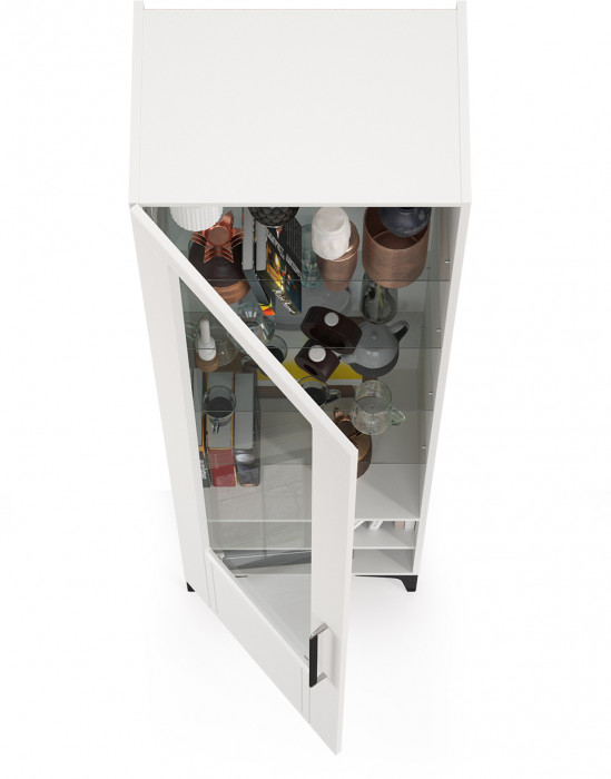 Валенсия Гостиная 13.218 Шкаф-пенал, ЛДСП белый шагрень/МДФ белый шагрень