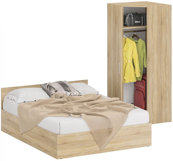 Кровать 1600 + угловой шкаф Стандарт, дуб сонома