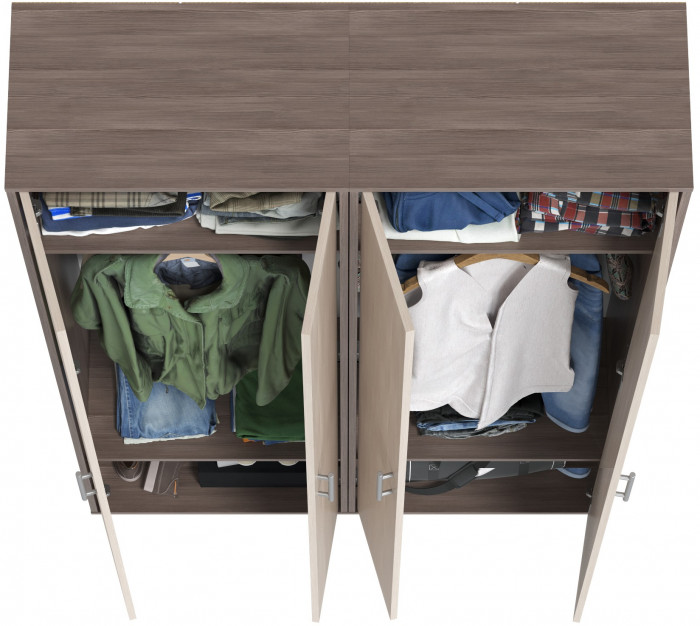 Два шкафа для одежды Домино 2-3430бод.тем/св, цвет бодега тёмный/бодега светлый, ШхГхВ 120х36х202 см.