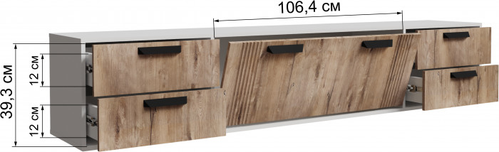 Тумба ТВ подвесная Парус-12, Белый/Белый снег